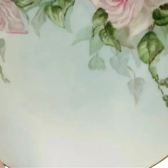 T&V Limoges Vintage Floral Flower Pink Roses Decorative Plate.
